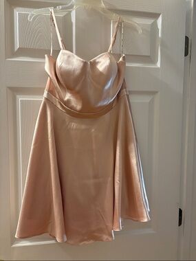 Forever 21 Blush Satin Spaghetti-Strap Fit & Flare Mini Dress